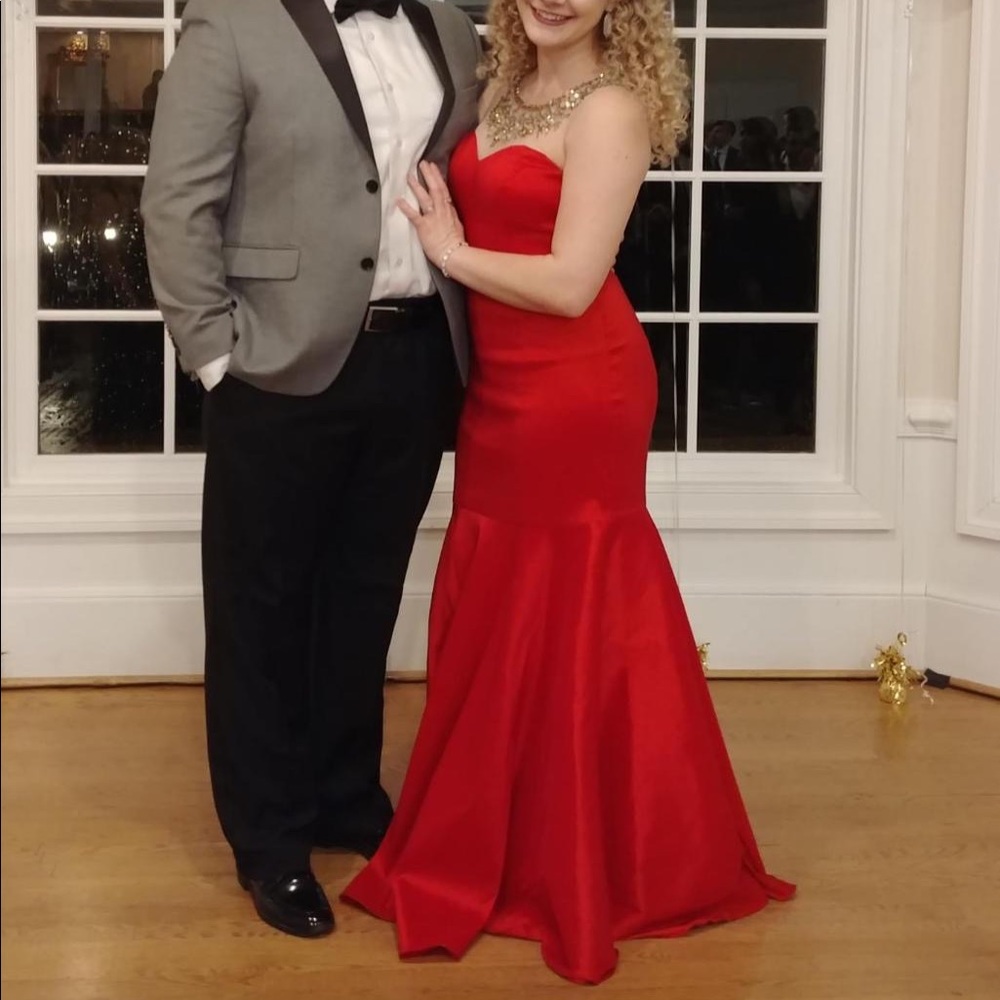 SOLD Size 4 red beaded ballgown